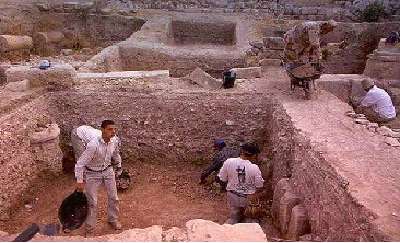 Abila, Area B, theater area, excavating down into the Roman period.