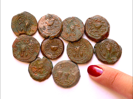 Fig. 1: Coins from the Ophel Excavations. Courtesy of Eilat Mazar.