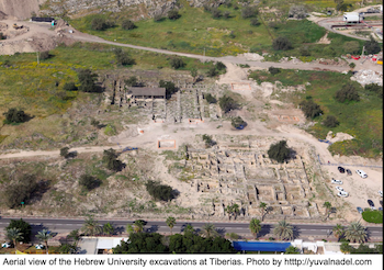 Aerial view of the Hebrew University excavations at Tiberias