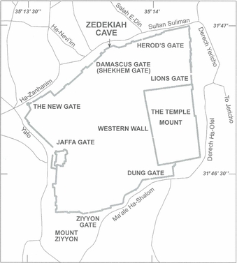 Fig. 2: The location of the Zedekiah Cave at the northern wall of the city of Jerusalem